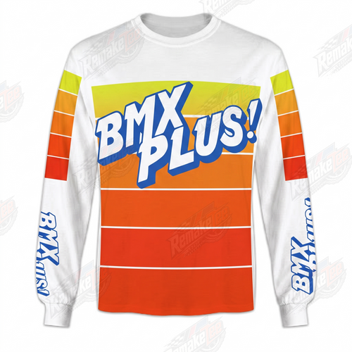 BMX Plus Retro Orange Rainbow Stripes vintage racing jersey - product view