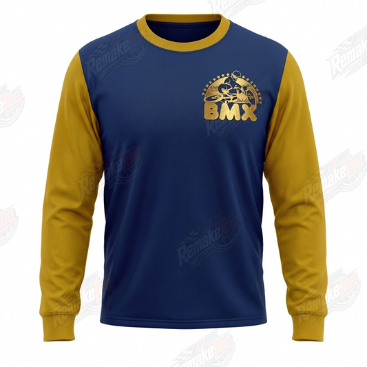 BMX Rider Navy Gold vintage racing jersey - product view