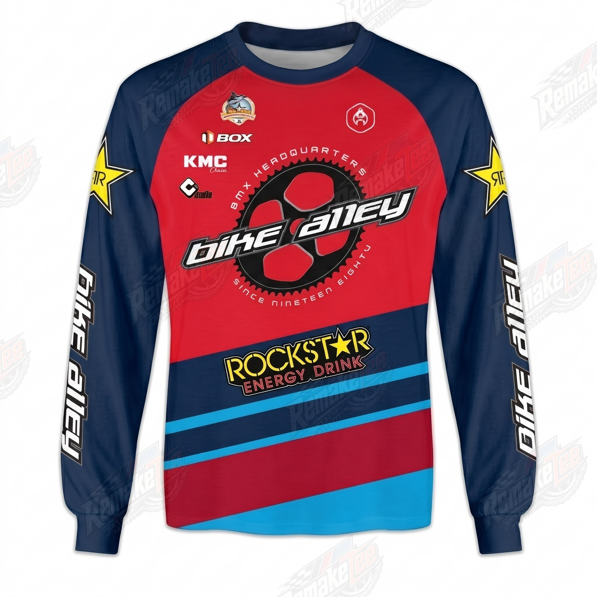 Bike Alley Red Navy vintage BMX racing jersey - product view