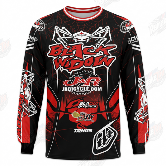 Black Widow J&R Bicycles vintage BMX racing jersey - product view