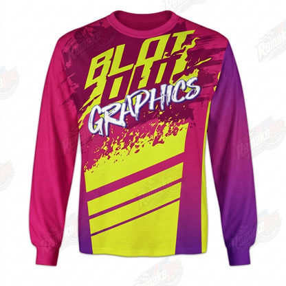 Blot Out Graphics Pink Yellow vintage BMX racing jersey - product view