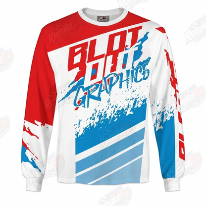 Blot Out Graphics Red White Blue vintage BMX racing jersey - product view