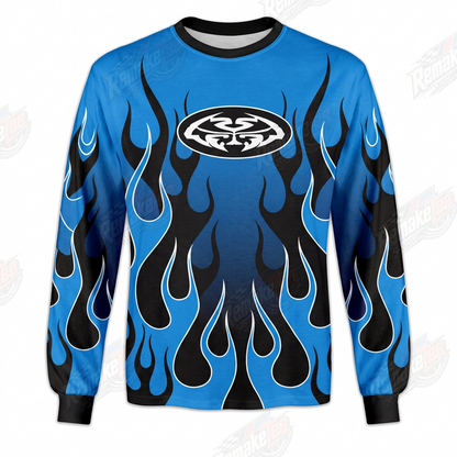 Blue Tribal Flame vintage VMX racing jersey - product view