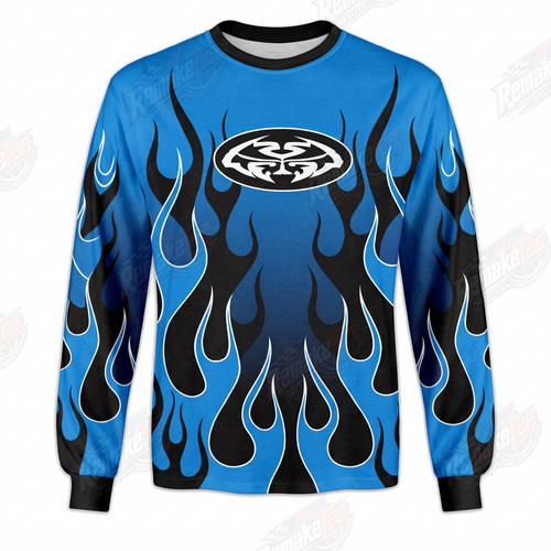 Blue Tribal Flame vintage VMX racing jersey - product view
