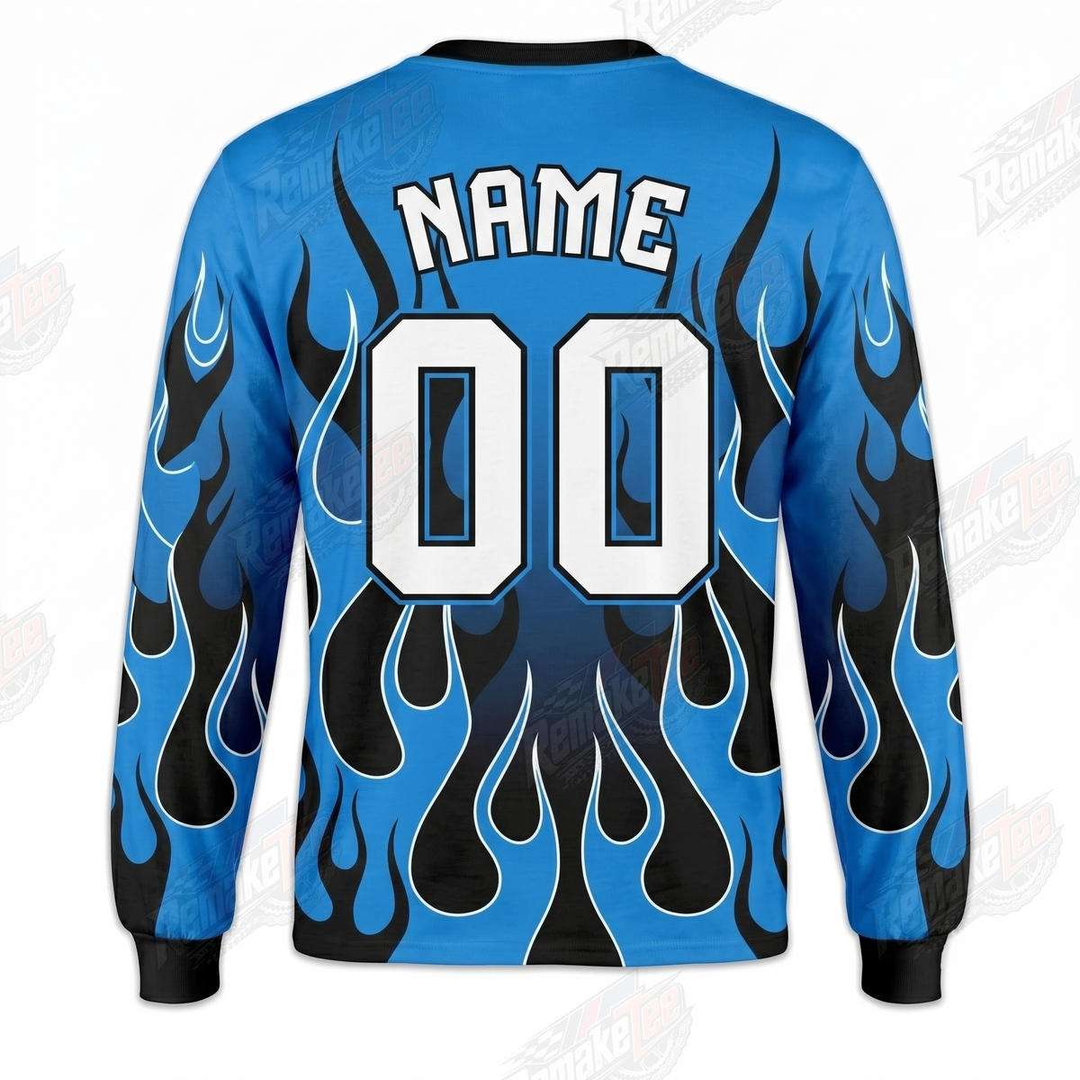 Blue Tribal Flame vintage VMX racing jersey - alternate product view