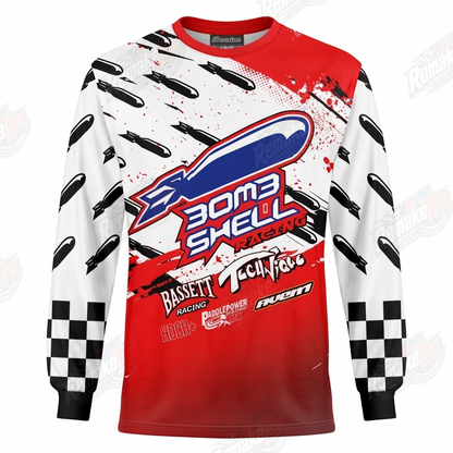 Bombshell Racing Red White vintage BMX racing jersey - product view