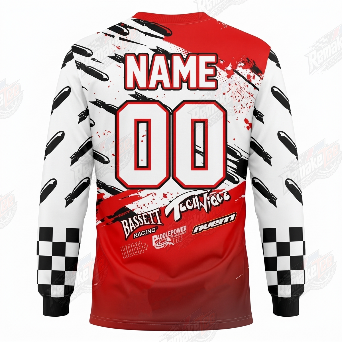 Bombshell Racing Red White vintage BMX racing jersey - alternate product view