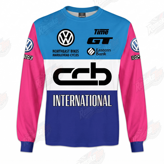 CRB International Pink Blue vintage BMX racing jersey - product view