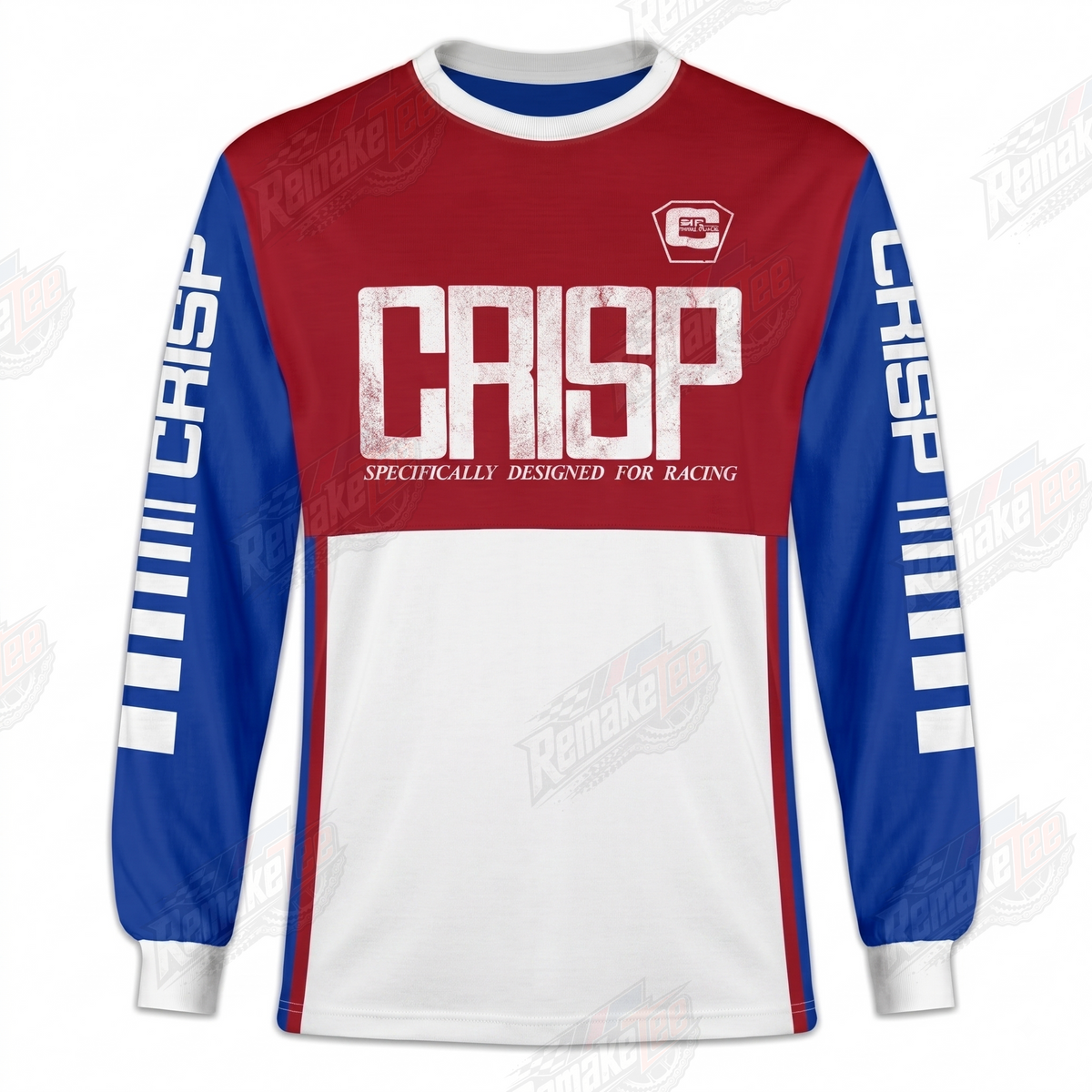 CRISP Racing Red Blue White vintage BMX racing jersey - product view