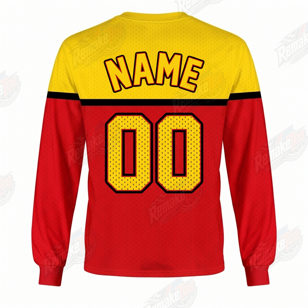 CW Hollywood Racing Factory Yellow Red vintage BMX racing jersey - back view