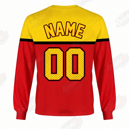 CW Hollywood Racing Factory Yellow Red vintage BMX racing jersey - back view