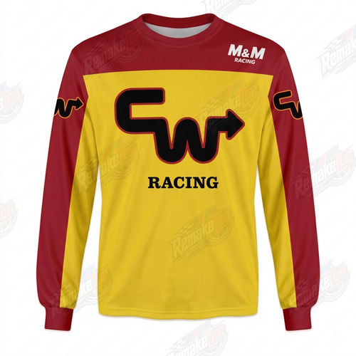 CW Racing M&M Racing Yellow Red vintage BMX racing jersey - product view
