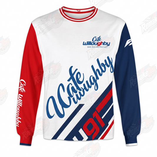 Cafe Willoughby BMX Racing Podcast vintage racing jersey - product view