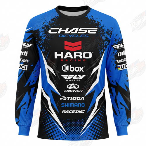 Chase Bicycles Haro Blue Black vintage BMX racing jersey - product view