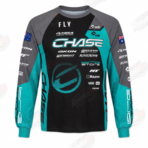 Chase Black Teal vintage BMX racing jersey - product view