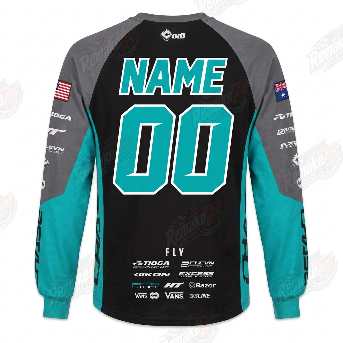 Chase Black Teal vintage BMX racing jersey - alternate product view