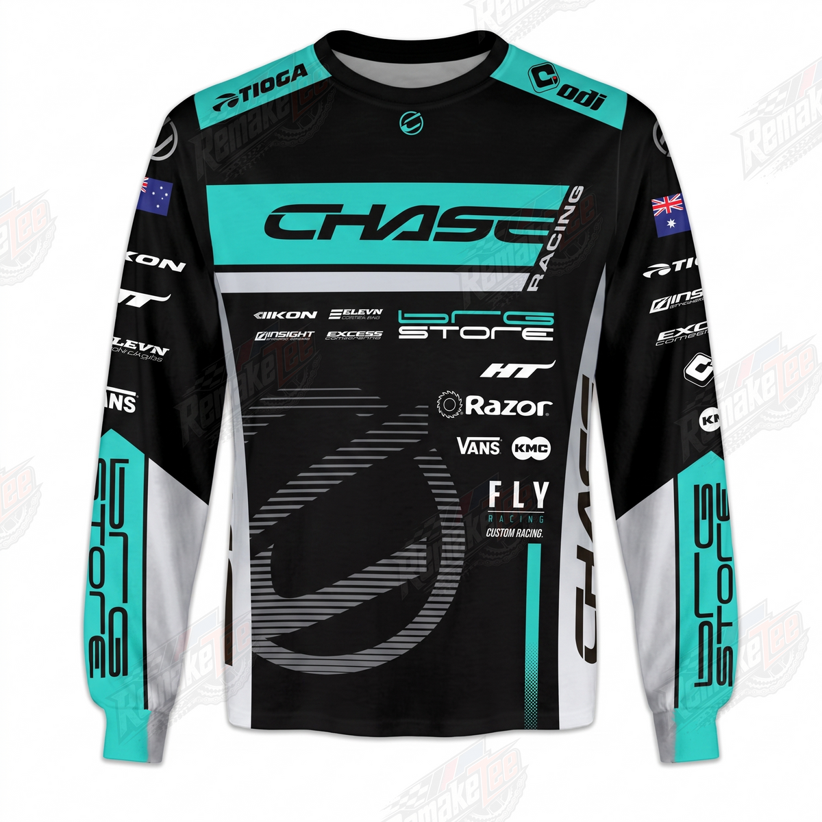 Chase Black Turquoise vintage BMX racing jersey - product view