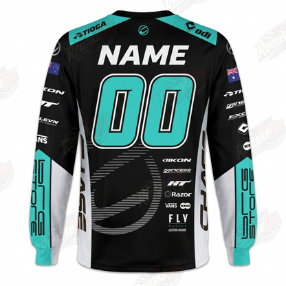 Chase Black Turquoise vintage BMX racing jersey - alternate product view