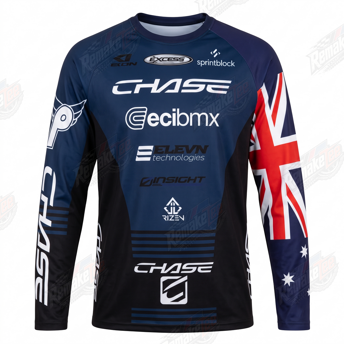 Chase ECIBMX Australia Navy vintage BMX racing jersey - product view