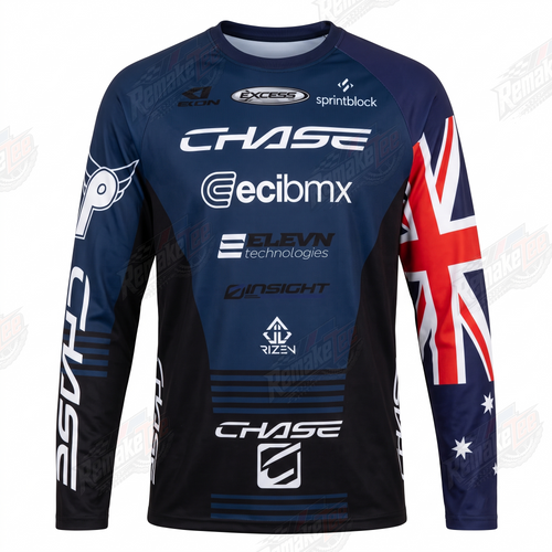 Chase ECIBMX Australia Navy vintage BMX racing jersey - product view