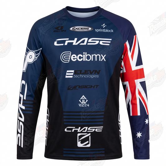 Chase ECIBMX Australia Navy vintage BMX racing jersey - product view
