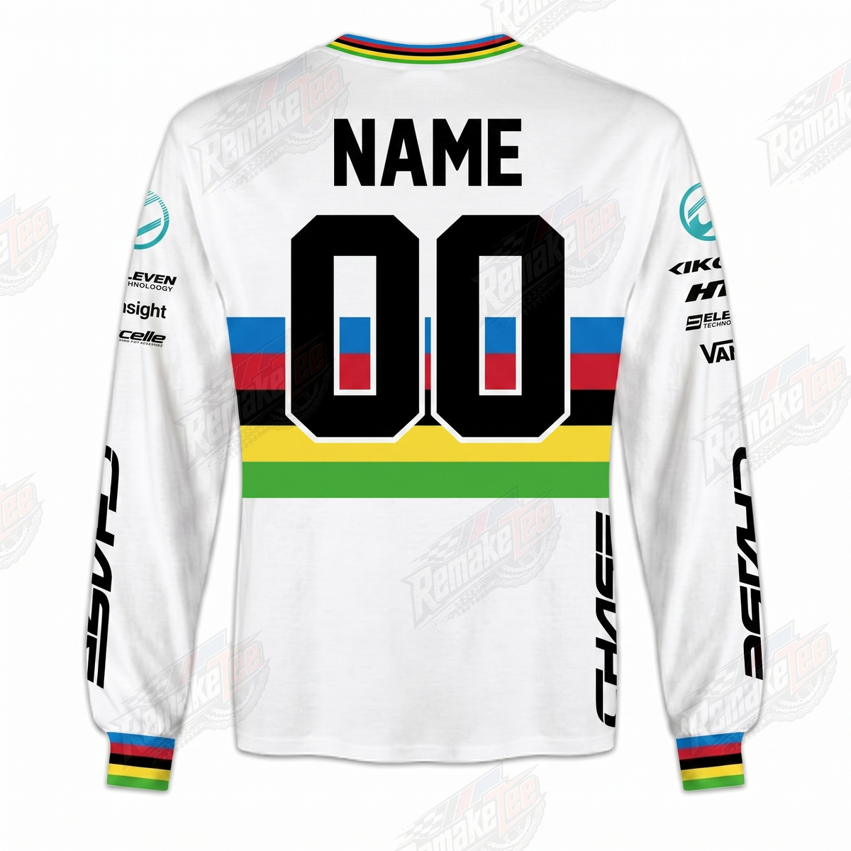 Chase Rainbow Stripe White vintage BMX racing jersey - alternate product view