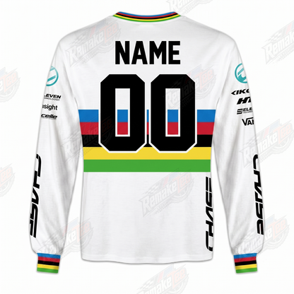 Chase Rainbow Stripe White vintage BMX racing jersey - alternate product view