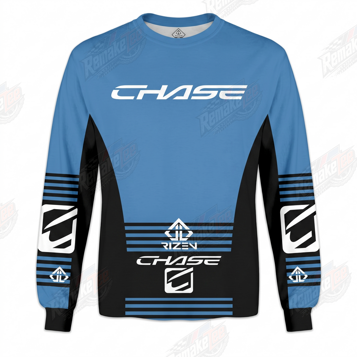 Chase Sky Blue Black vintage BMX racing jersey - product view