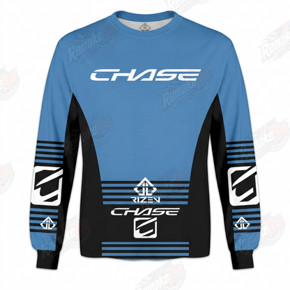 Chase Sky Blue Black vintage BMX racing jersey - product view