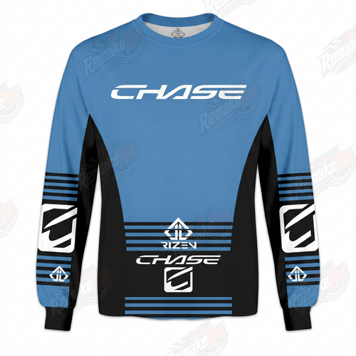 Chase Sky Blue Black vintage BMX racing jersey - product view