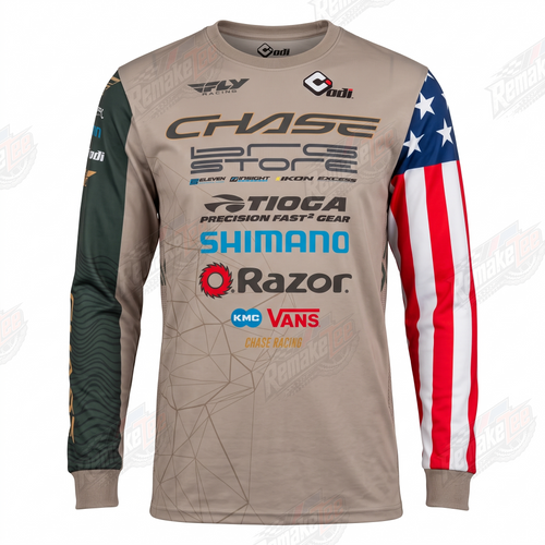Chase Store USA Flag Tan vintage BMX racing jersey - product view