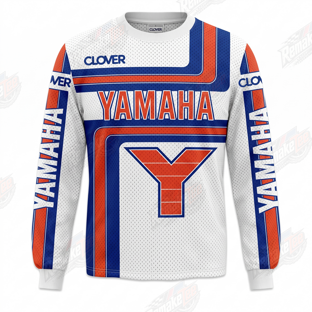 Clover Yamaha Orange Blue vintage VMX racing jersey - front product view