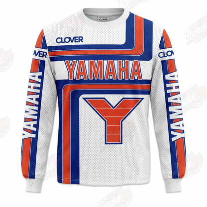 Clover Yamaha Orange Blue vintage VMX racing jersey - front product view