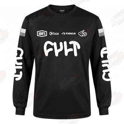 Cult Black vintage BMX racing jersey - product view