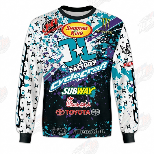 Cyclecraft Factory Racing Turquoise White vintage BMX racing jersey - product view