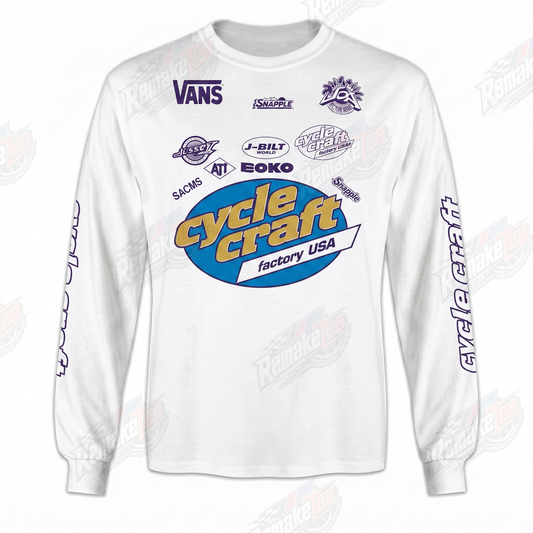 Cyclecraft Factory USA Vans White Purple Gold vintage BMX racing jersey - product view