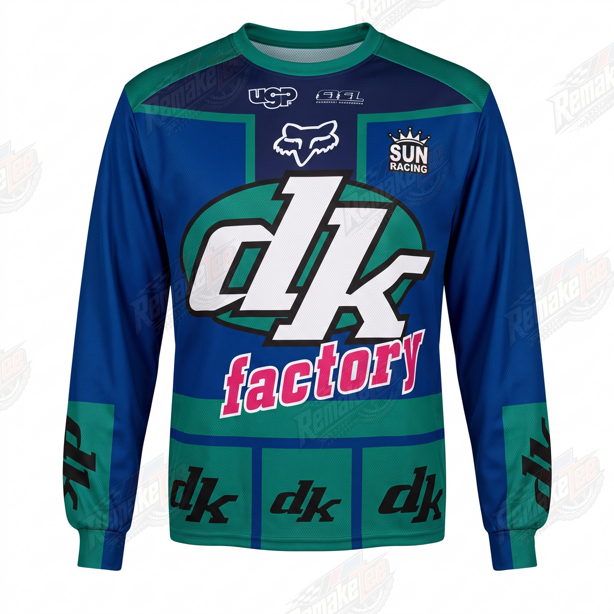 DK Factory Green vintage BMX racing jersey - product view