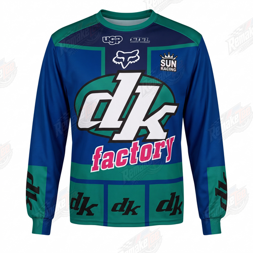 DK Factory Green vintage BMX racing jersey - product view