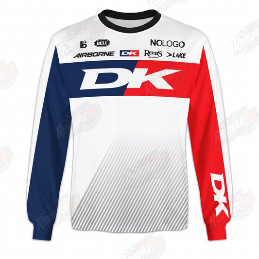 DK Racing Red White Blue vintage BMX racing jersey - product view