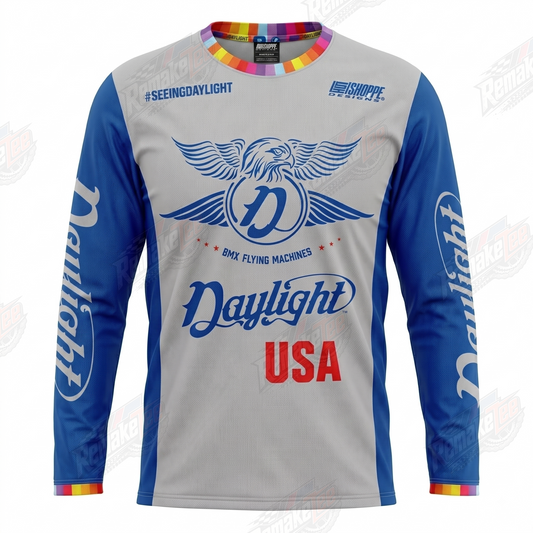Daylight USA Blue Gray vintage BMX racing jersey - product view