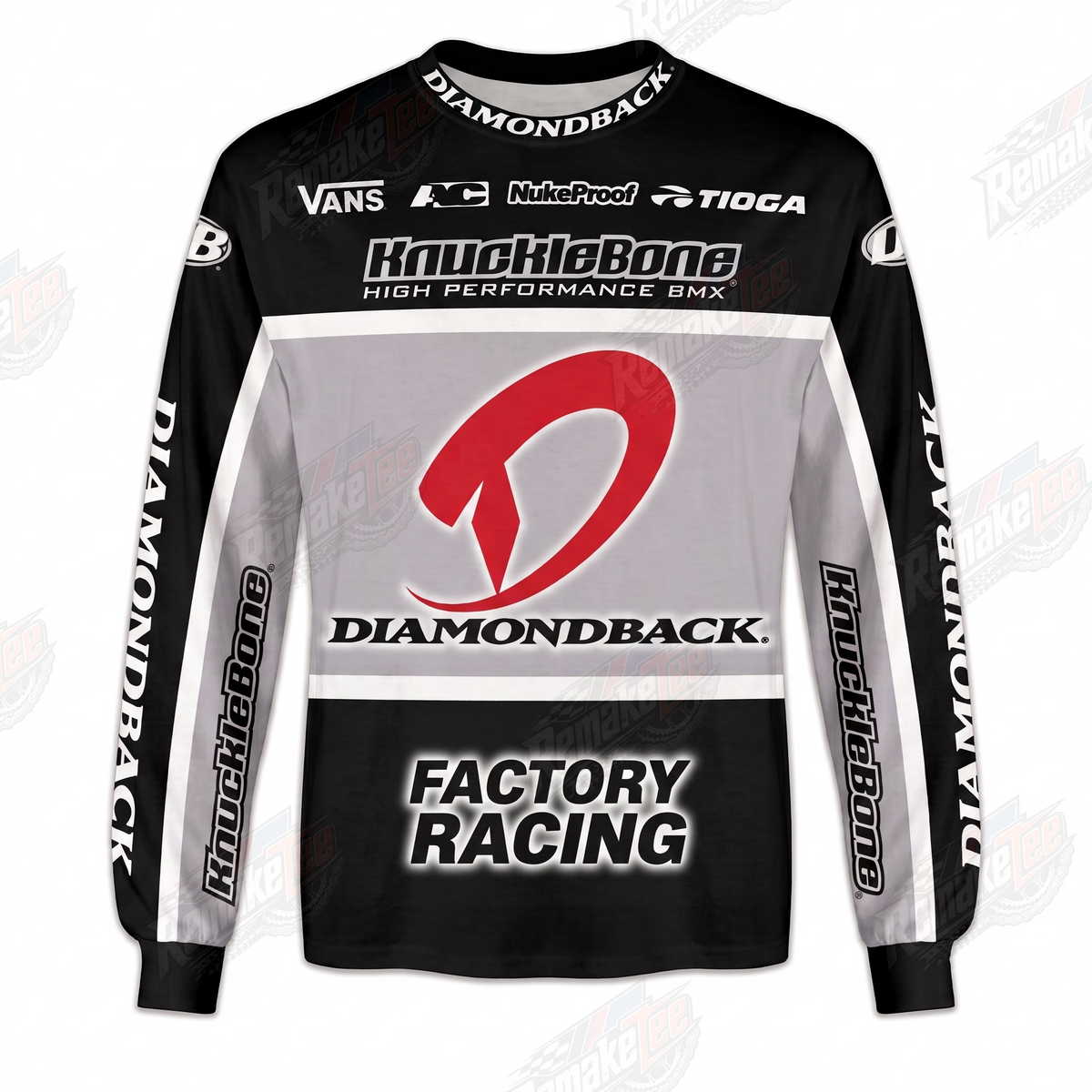 Diamondback Factory Racing Black Gray vintage BMX racing jersey - product view