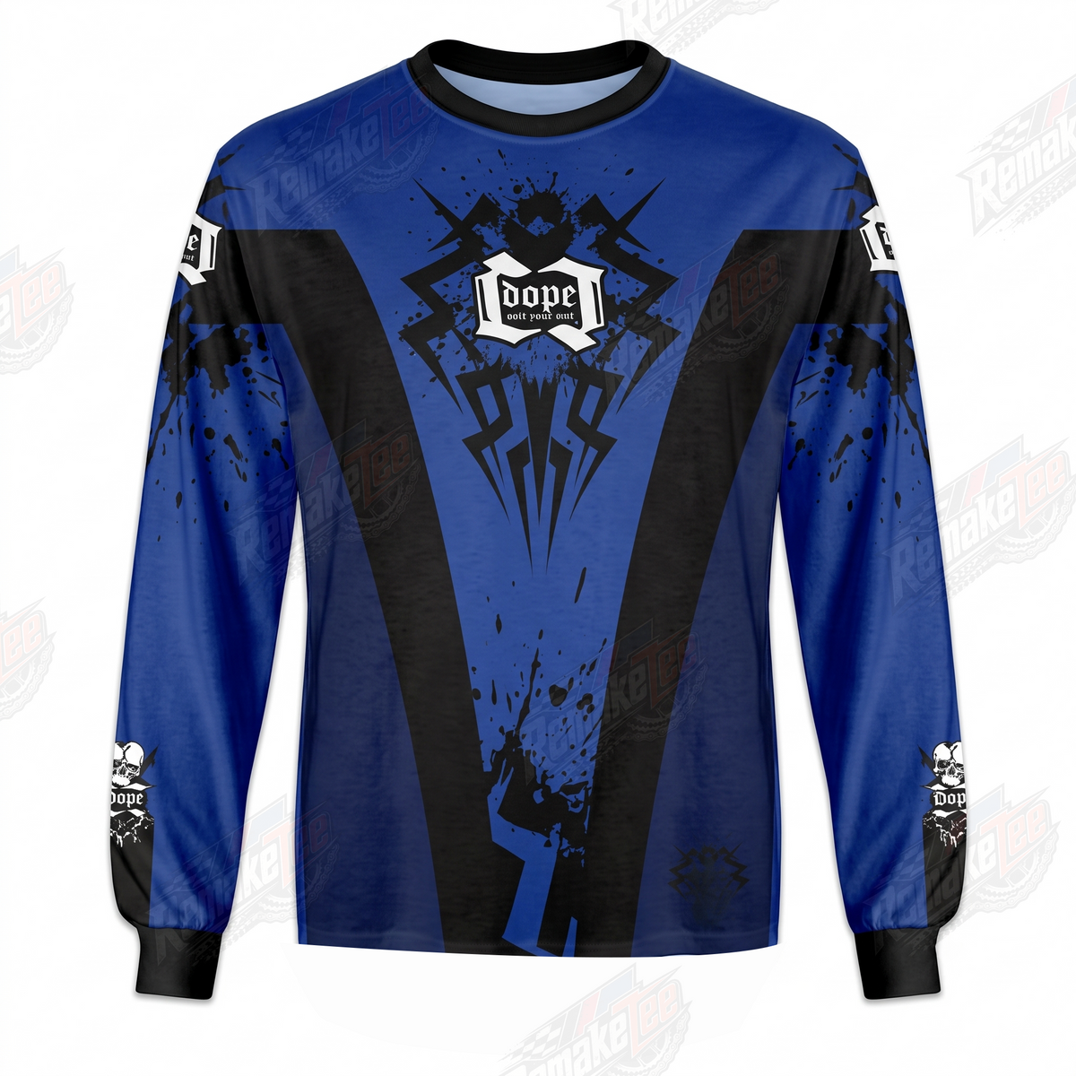 Dope Blue Black Tribal vintage BMX racing jersey - product view