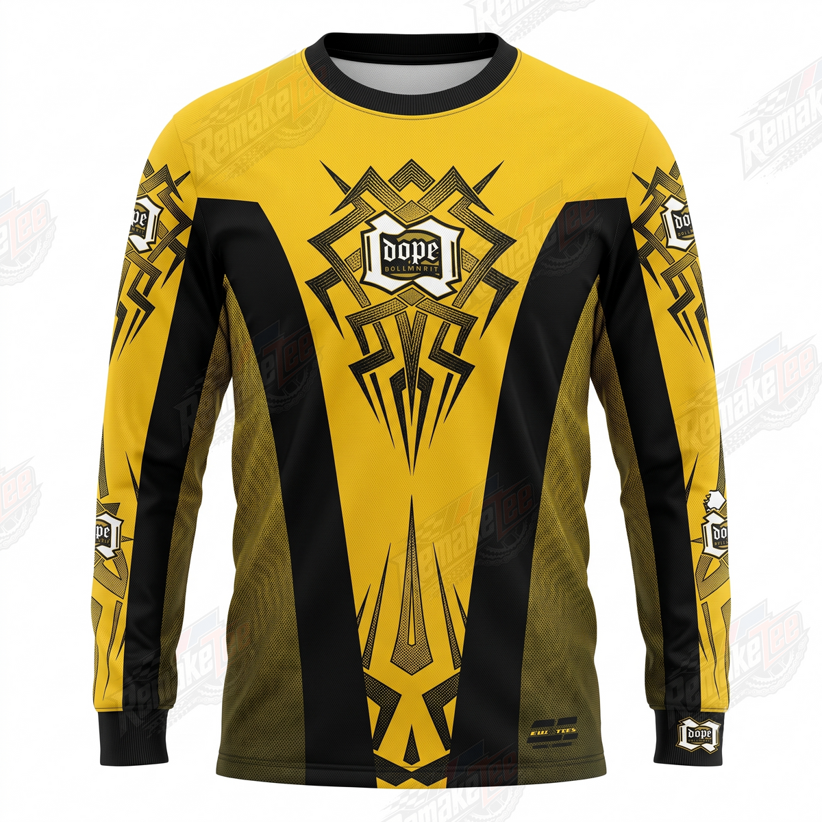 Dope Yellow Black Tribal vintage BMX racing jersey - product view