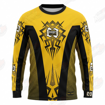 Dope Yellow Black Tribal vintage BMX racing jersey - product view
