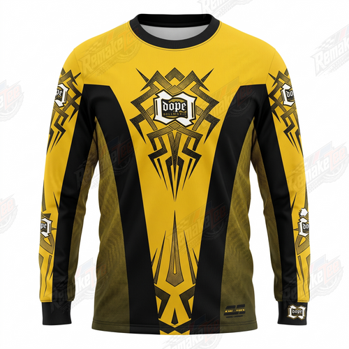 Dope Yellow Black Tribal vintage BMX racing jersey - product view