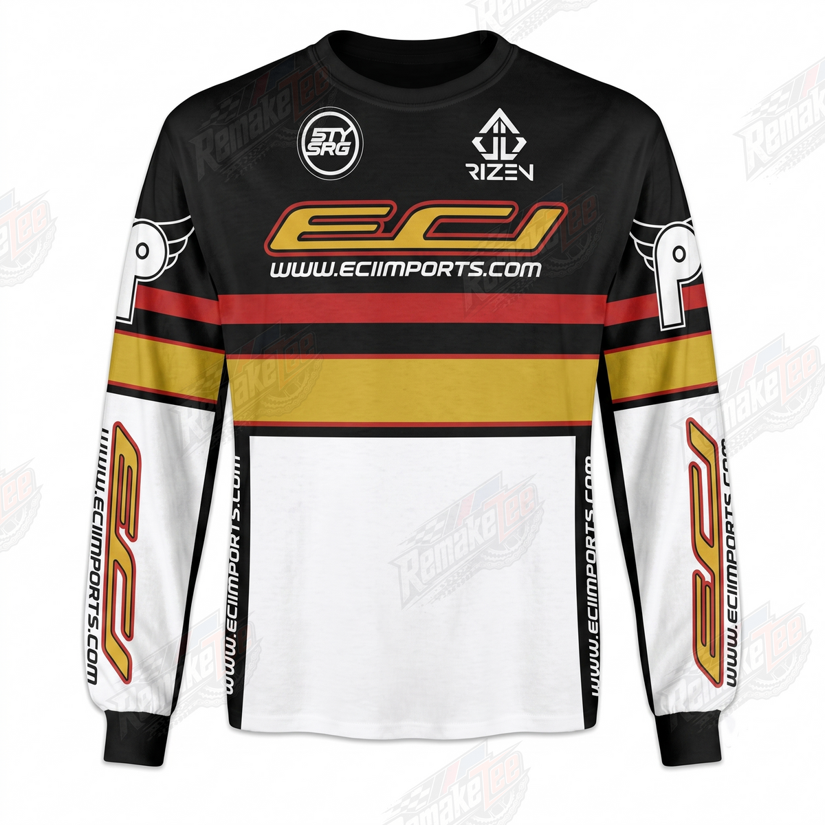 ECI Imports Black Gold vintage BMX racing jersey - product view
