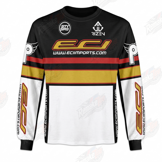 ECI Imports Black Gold vintage BMX racing jersey - product view