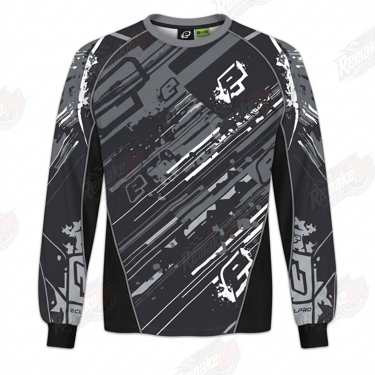 E-Line Black Gray Racing vintage BMX racing jersey - product view