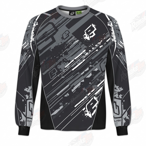 E-Line Black Gray Racing vintage BMX racing jersey - product view