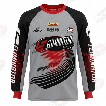 Eliminator BMX Gray Black Red vintage BMX racing jersey - product view
